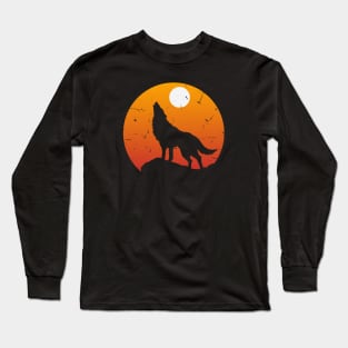 Wolf Howling to the Full Moon Long Sleeve T-Shirt